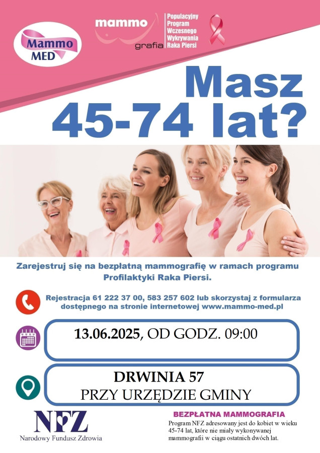 Bezpłatna mammografia w ramach programu Profilaktyki Raka Piersi.