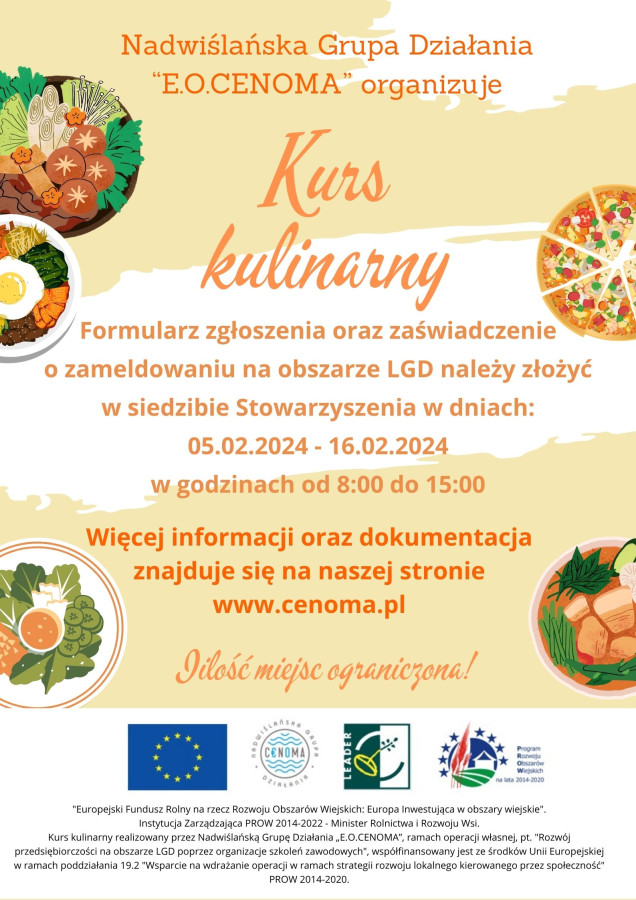 Kurs kulinarny dla mieszkańców obszaru nadwiślańskiej grupy działania „E.O.CENOMA”