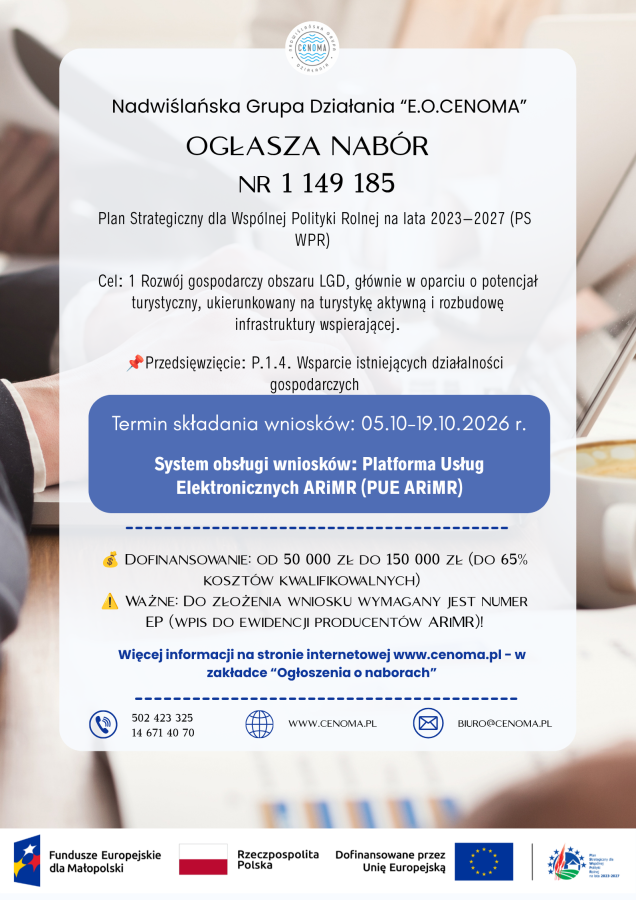 Nabór wniosków na rozwój przedsiębiorczości – Przedsięwzięcie P.1.4